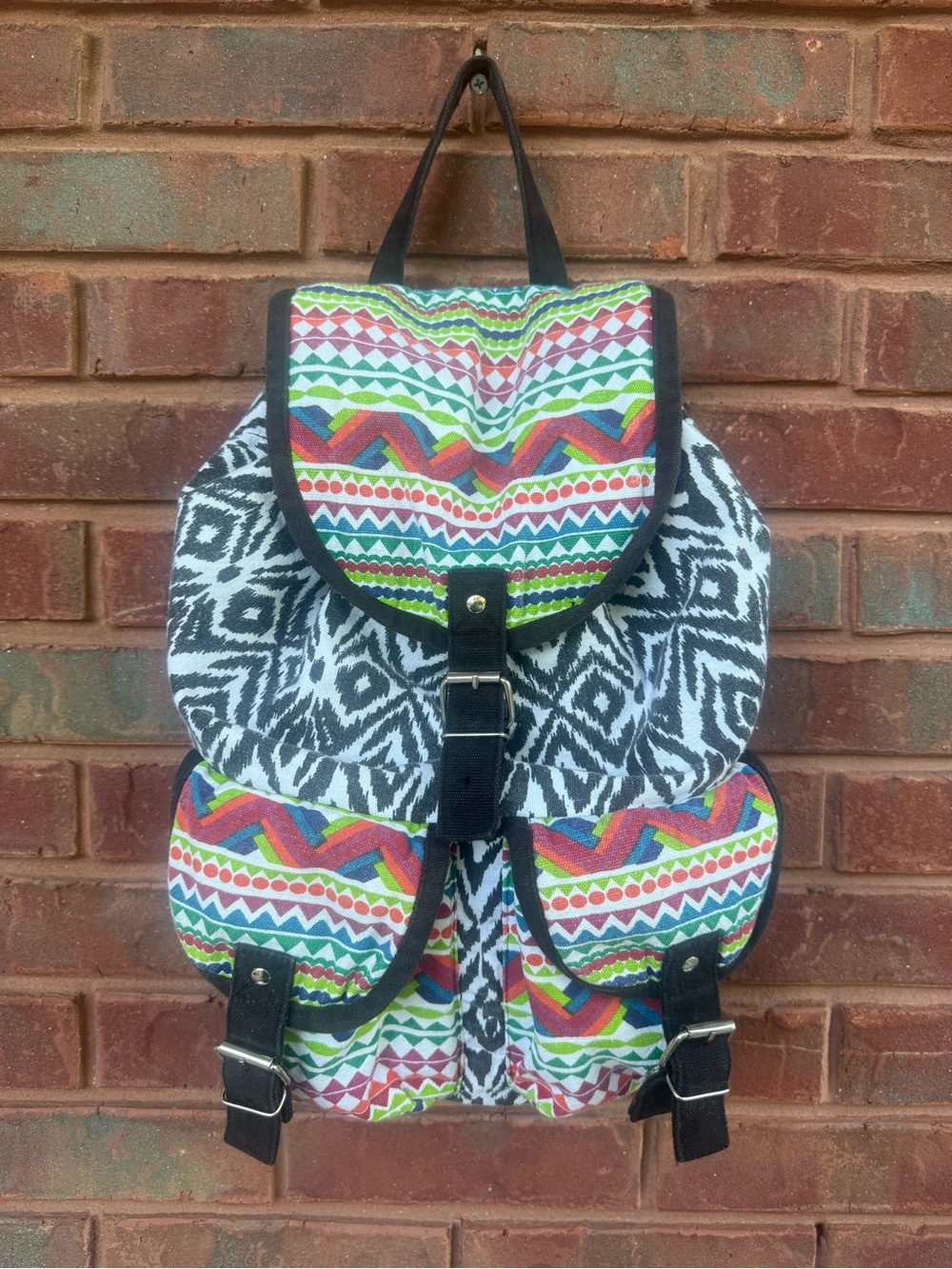 Vintage Delia’s fabric backpack bag tribal Aztec pockets school overnight bag